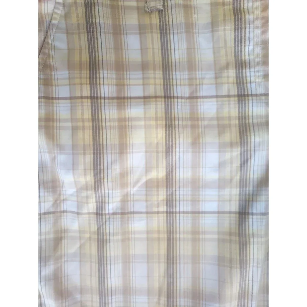 Ladies Izod Golf Cool FX Tan Yellow & White Plaid Shorts 9